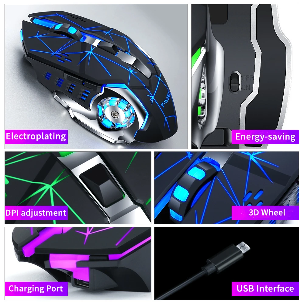 kuu q13 profession wireless gaming mouse 6 buttons 2400 dpi led optical usb computer silent mouse for pc laptop free global shipping