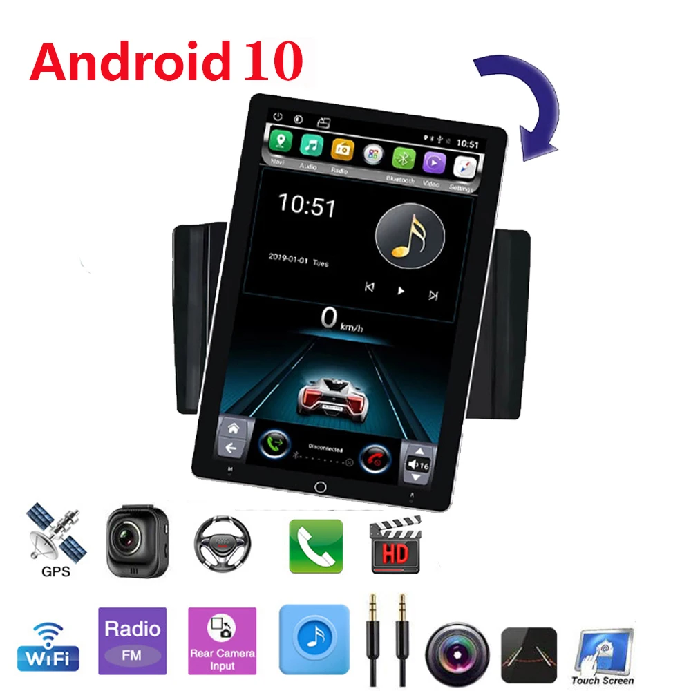 

Поворотный Автомобильный радиоприемник Android мультимедийный плеер авторадио 2 DIN 9,7 ''сенсорный экран GPS WiFi Bluetooth FM Аудио плеер стерео
