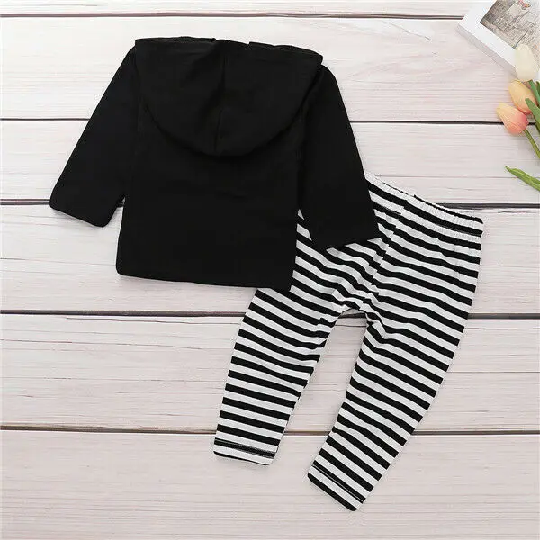 0-24M  Toddler Newborn Baby Boy Girl Outfits Clothes Hoodie Tops+ Striped Pants Legging Set Baby Clothing Baby's Sets