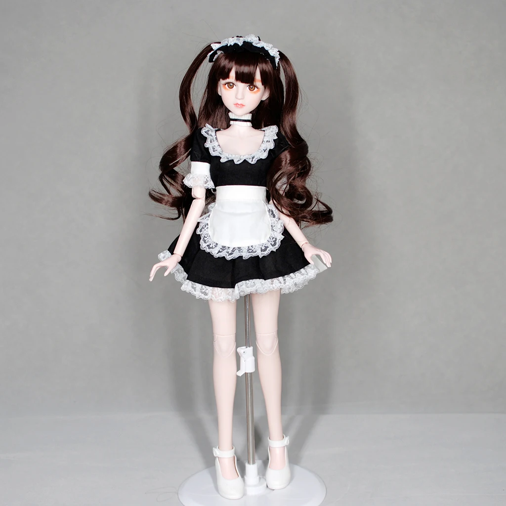 

1/4 Scale Female Girl Doll Clothes Gothic Lolita Dress Suit Maid Uniform for Ball Jointed Dolls