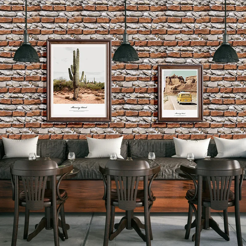 

3D Stone Brick Wall Paper PVC Self-adhesive Living Room Bedroom Cabinet Home Decoration Wallpaper