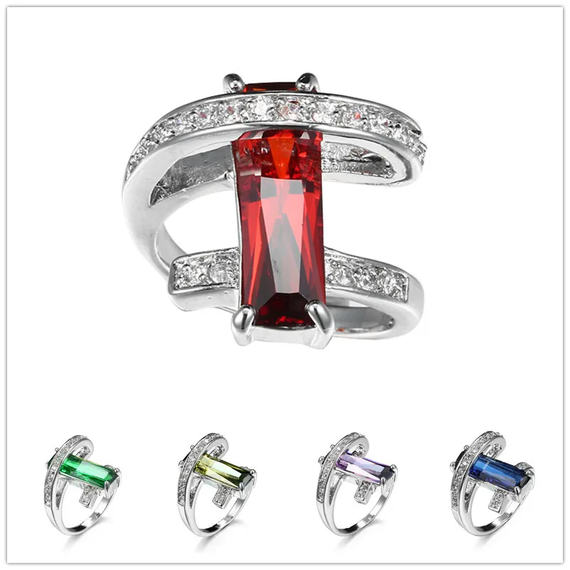Горячая продажа сумасшедшие кубические кольца с большими кристаллами женские