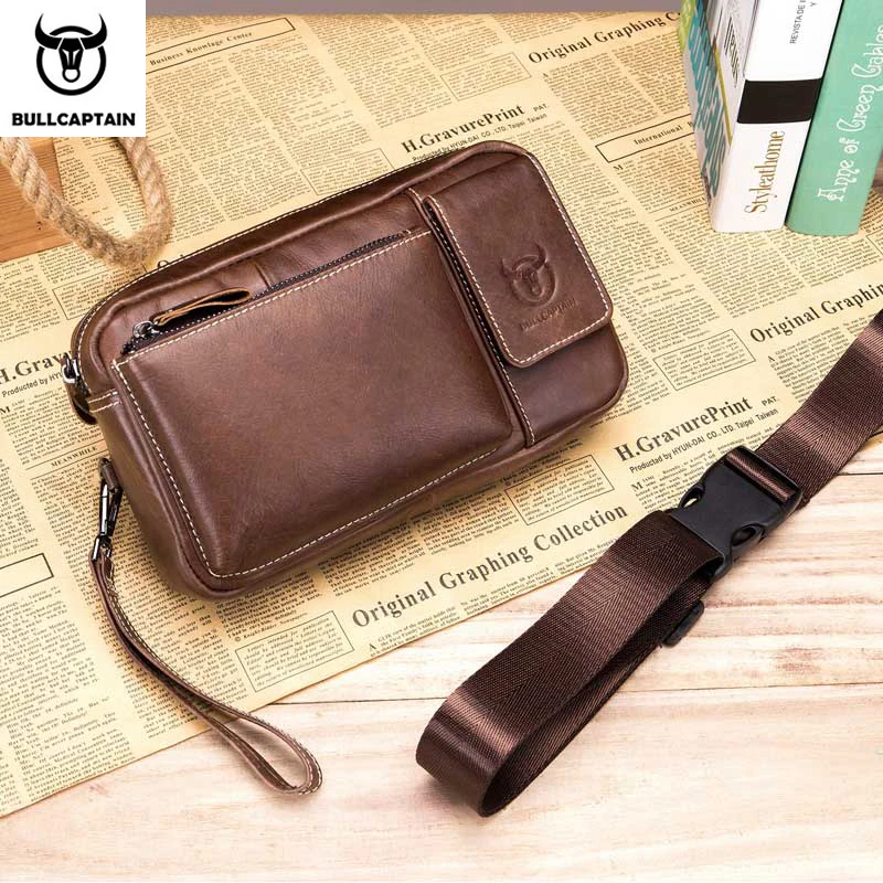 

Multi-function Waist Belt Bag for Men Geniune Leather Fanny Packs Male Retro Small Money Cell Phone Cigarette Pocket Daypacks