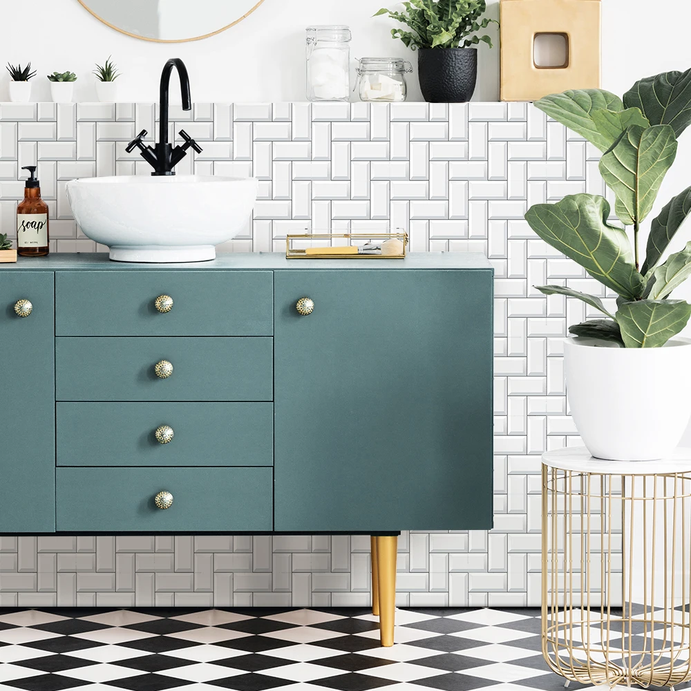 

Funlife Tile Sticker Wall Sticker Peel & Stick Decorative Self-Adhesive Easy to Clean Oil Proof Eco-friendly PVC for Bathroom