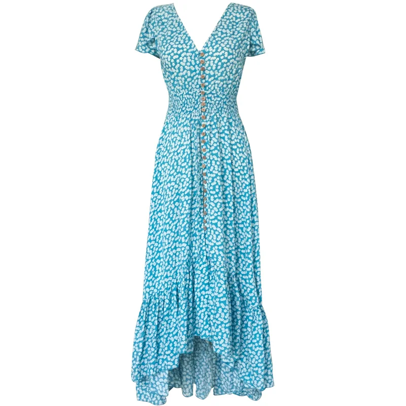 Платье женское длинное с тропическим принтом пикантное вечернее элегантное