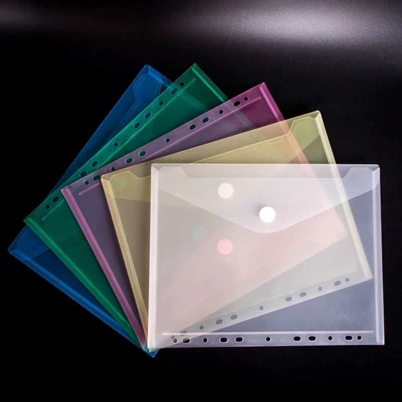 

A4 Document Bag Paper Storage File Folder Clear Colorful Envelope Pocket File Bag Stationery School Office Case Filing Products
