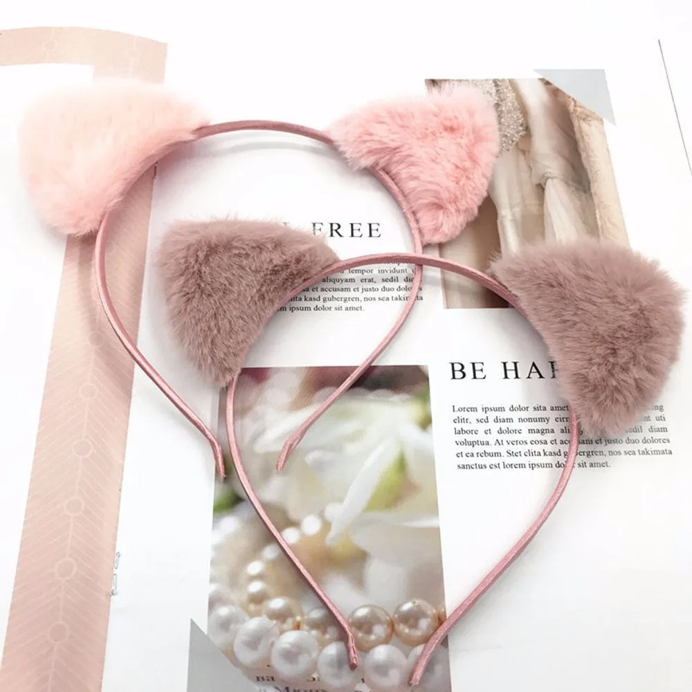 1 шт. Кролик плюшевая повязка для волос мяч с украшением в виде кошачьих ушек на