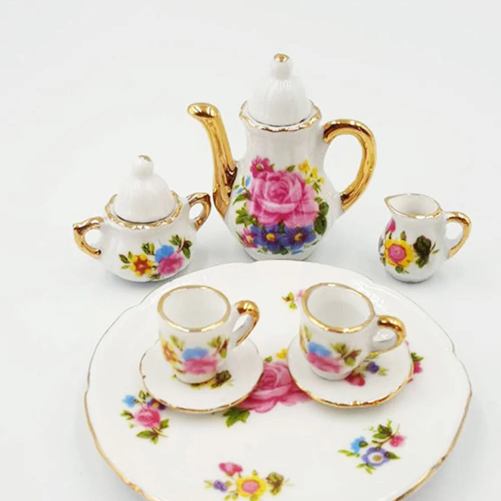 8 шт. керамический мини домашний чайный набор миниатюрная сцена модель