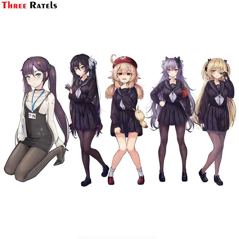 

Three Ratels F692 школьная форма фишл кецин Кли Мона для Genshin Impact аниме девушка автомобильные аксессуары наклейка ПВХ ноутбук наклейка