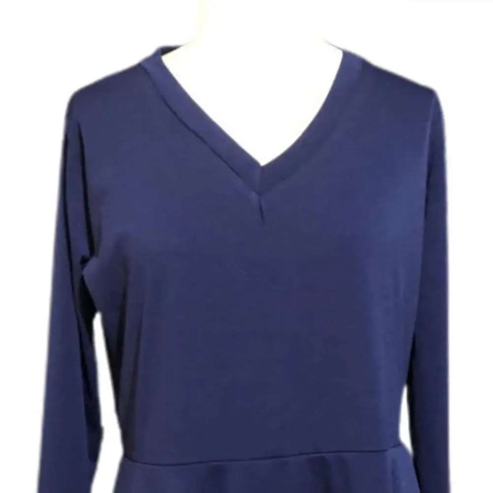 

Mini Dress Solid Color Long Sleeve Women Double Ruffle A Line Dress for Party
