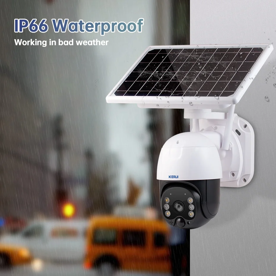 kerui outdoor waterproof wireless 3mp wifi ip camera 8w solar panel ptz battery camera home security cctv video surveillance free global shipping