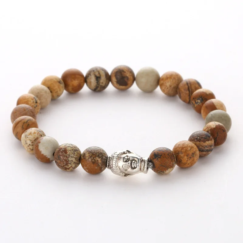 8 мм браслет из коричневого камня с натуральным изображением уникальные