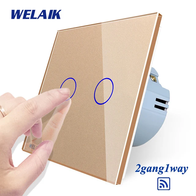Gold Welaik Кристалл Стекло Панель переключатель Белый настенный выключатель ЕС сенсорный выключатель Экран настенный выключатель света 2gang1way AC110~ 250 В a1921w/b - Цвет: Gold