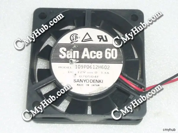 

For SANYO DENKI 109P0612H602 DC12V 0.13A 6020 6CM 60mm 60x60x20mm 3Pin 2Wire Cooling Fan