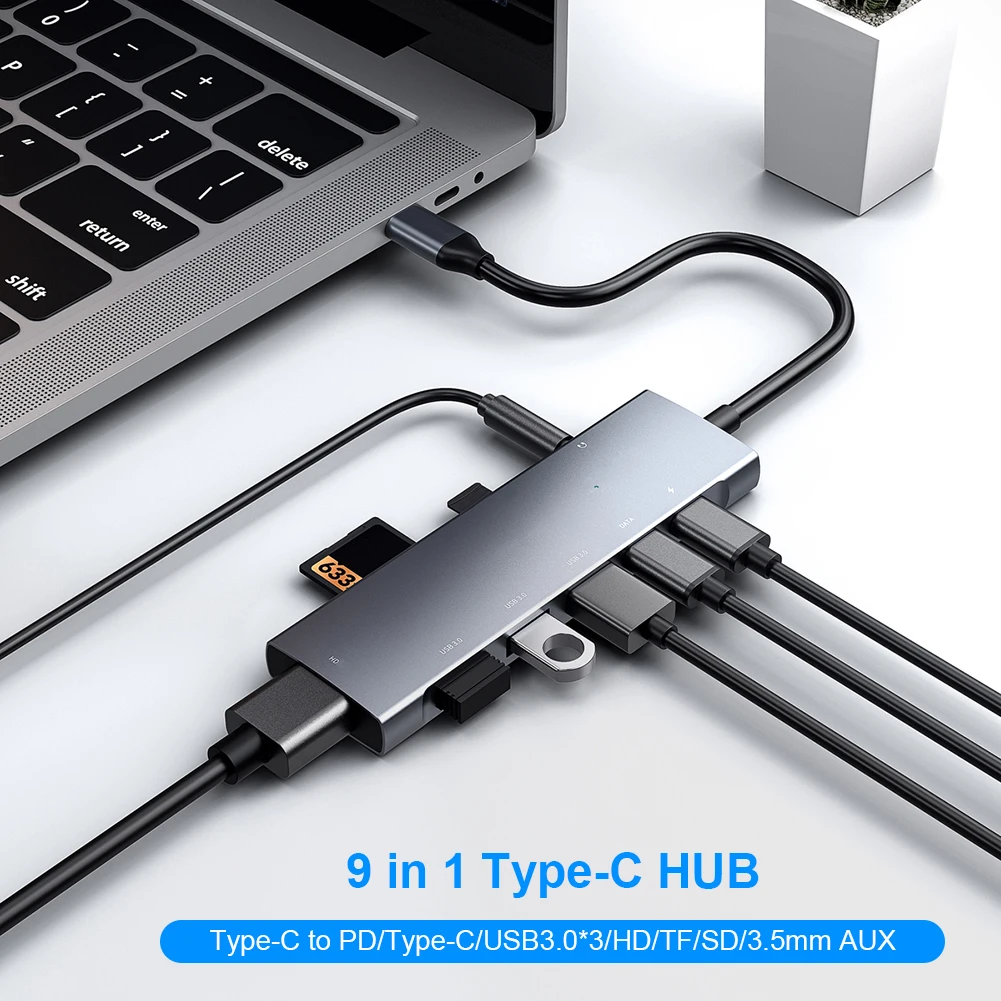 

Устройство для чтения TF-карт USB 3,1 на HDMI-совместимый концентратор PD 9 портов Type-C мультиразветвитель для Nintendo/ноутбука/настольной док-станции