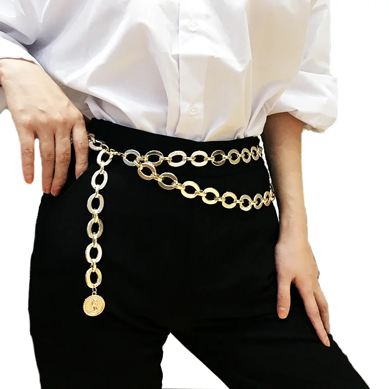 

Ladies Alloy Chain Single Layer Gold Color Hollow Chain Luxury Style Business Decorative Waist Chain pasek lancuchowy damski