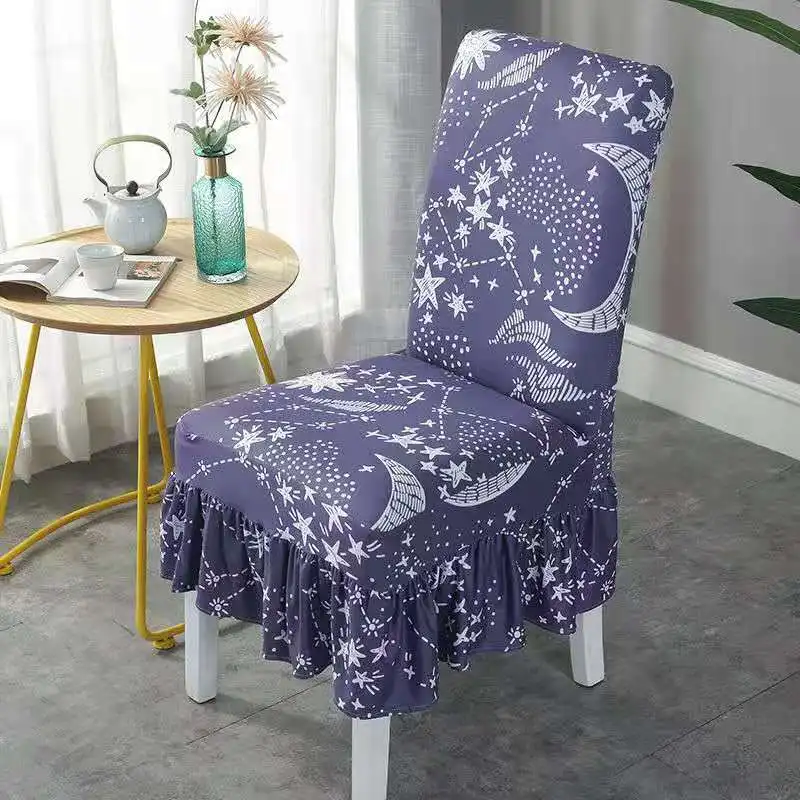 ChairCoversPattern36 Универсальный Эластичный чехол на стул из спандекса с рюшами для кухни, производство Китай, Прямая поставка, 1 шт - Цвет: ChairCoversPattern36