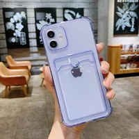 shockproof transparent phone case for iphone 12mini 12 11 pro max x xs xr 7 8 plus se 2 soft silicone wallet cover card holder