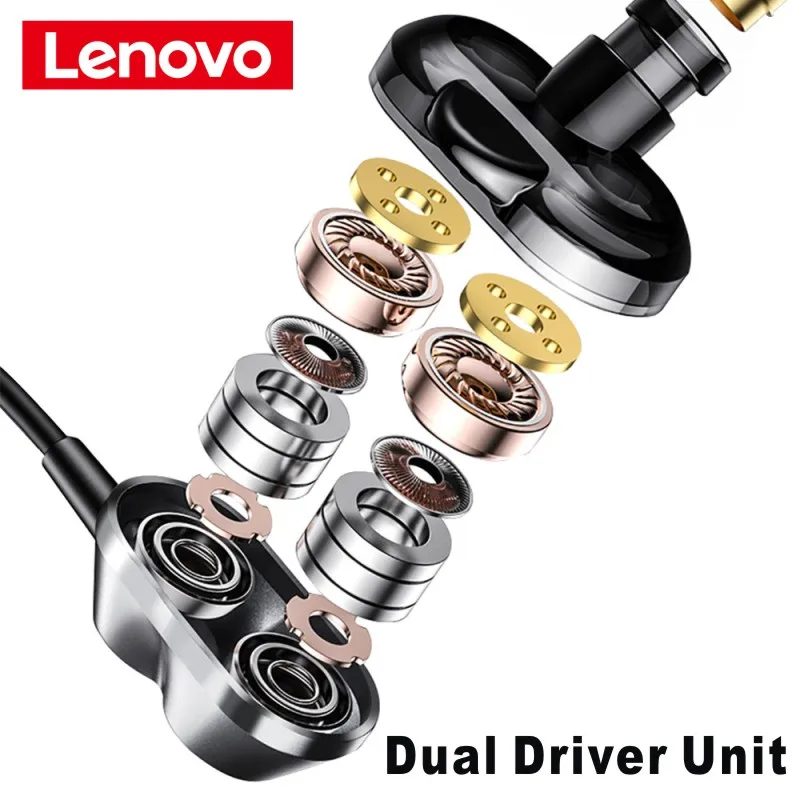 Наушники Беспроводные Lenovo HE08 с микрофоном Hi-Fi стереонаушники 4 динамиками