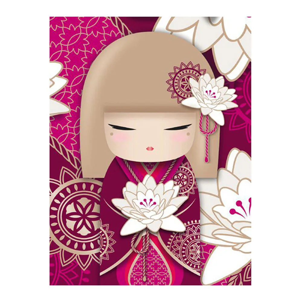 Вырезка японской бумаги мультяшная Кукла Девушка Алмазная Живопись портрет