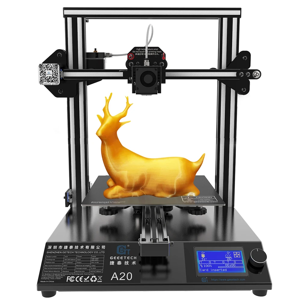 Geeetech A20 3D Printer with 255×255×255mm Build Volume and Break-resuming Capability, Quick Assembly DIY kit