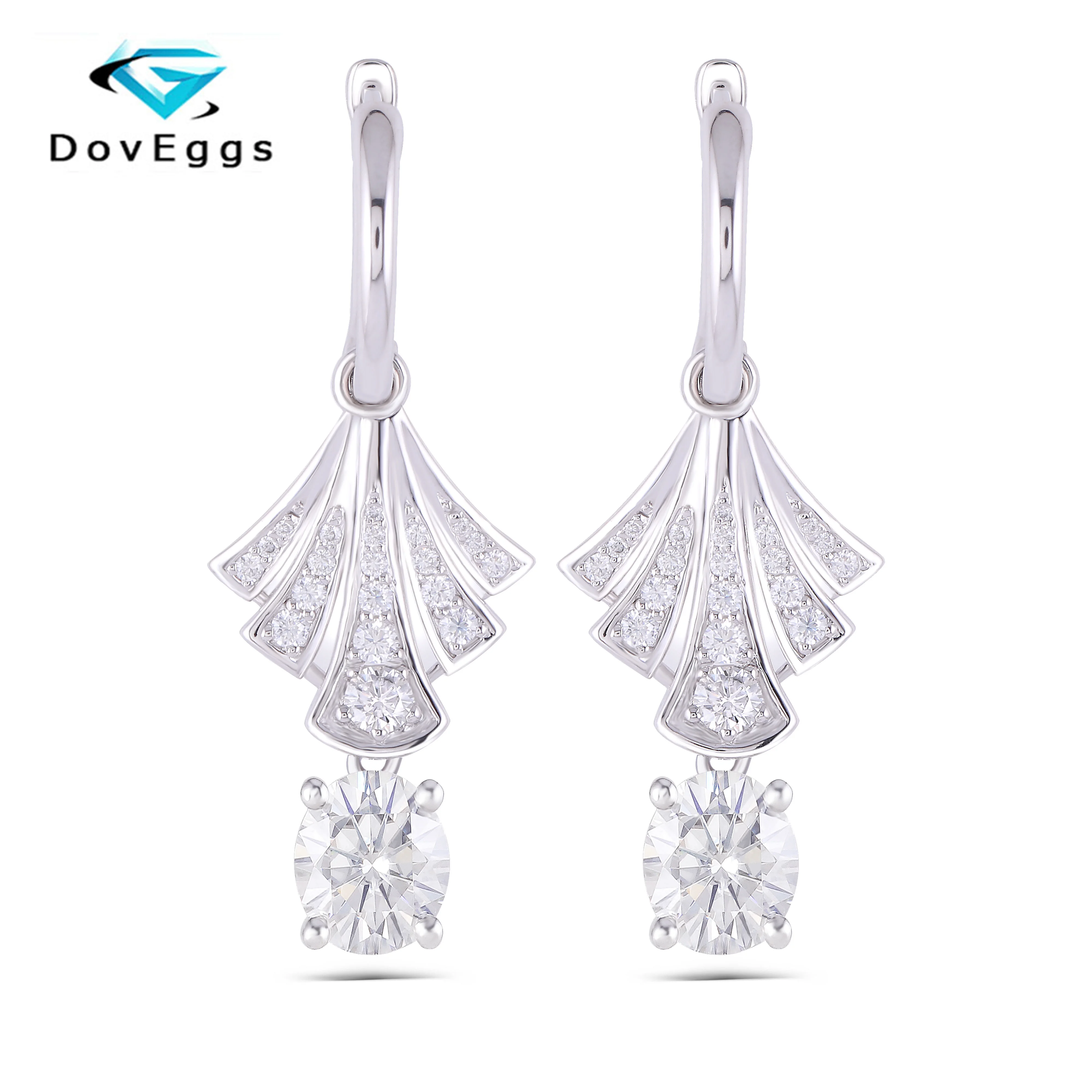 DovEggs Твердые серебряные S925 центр 2CTW 6*7 мм овальный вырез F цветные Серьги с