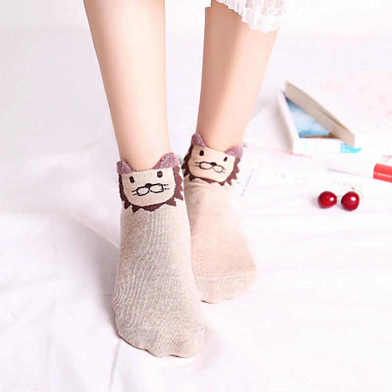 

Yingchun Department Personality Girl Cotton Boat Socks New Coffee Bear Series Ears Three Dimensional Cute Women Adult