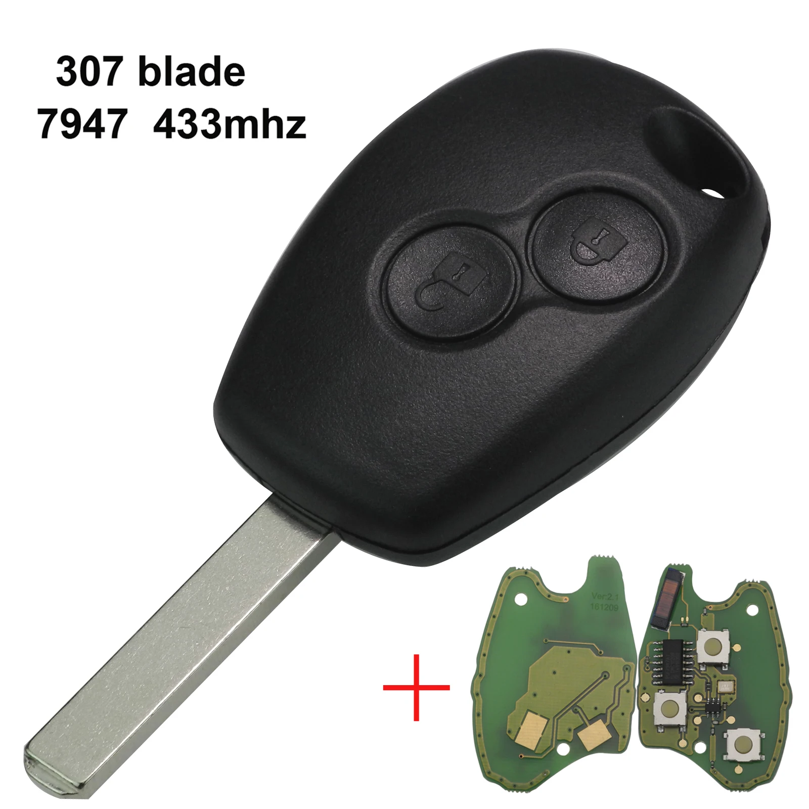 VA2 Jingyuqin 10p Автомобильный Дистанционный ключ Костюм для Renault Megane Modus Clio Kangoo Logan Sandero Duster ASK PCF7946/PCF7947 с чипом 433 МГц - Количество кнопок: VA2