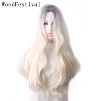 woodfestival womens wigs synthetic hair long wavy wig ombre black blonde green blue purple brown pink red grey burgundy colored