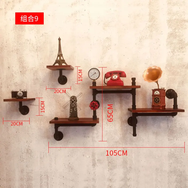 

Retro Design Shelf Living Room Decoration Organizer Storage Holders New Nordic Style Wall Shelf Made Of Wood And Iron Pipe