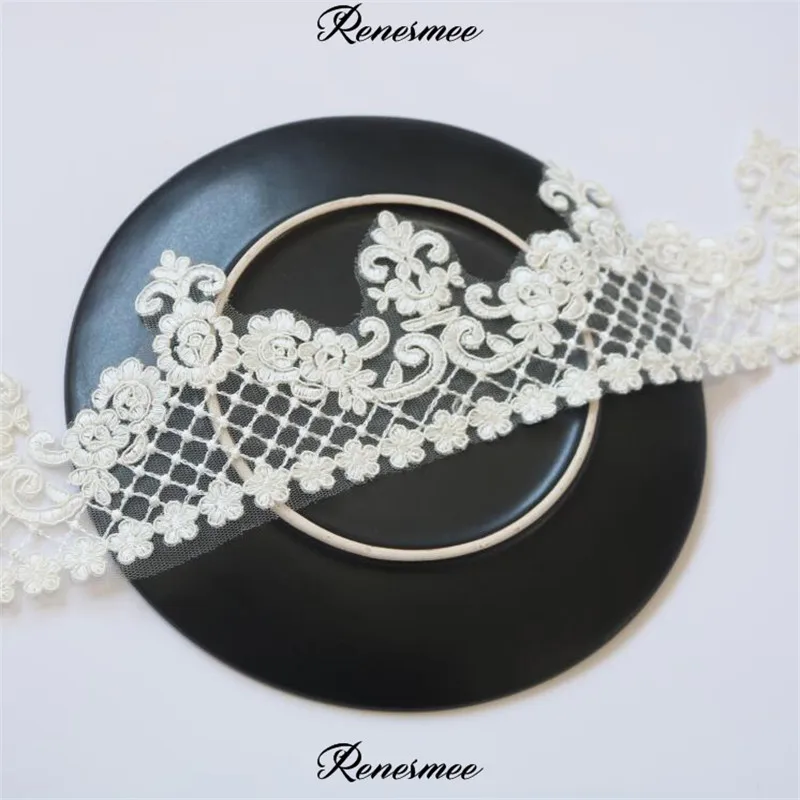 2 ярда кружевная Свадебная аппликация из полиэстера цвета слоновой кости 10 5 см