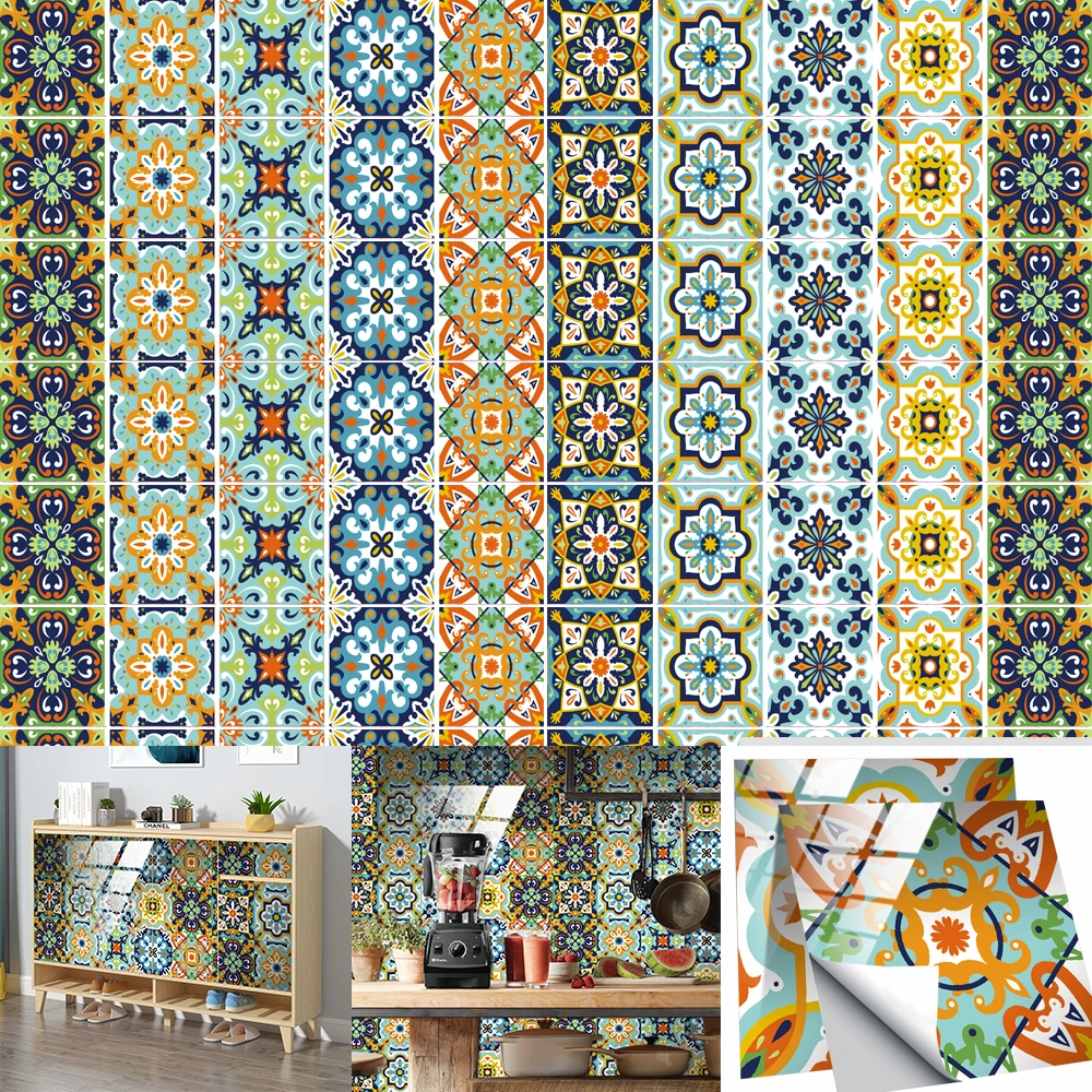 

30pcs European Retro Flower Texture Combination Wall Stickers PVC Waterproof Material Self-adhesive Wallpaper Arted Furniture