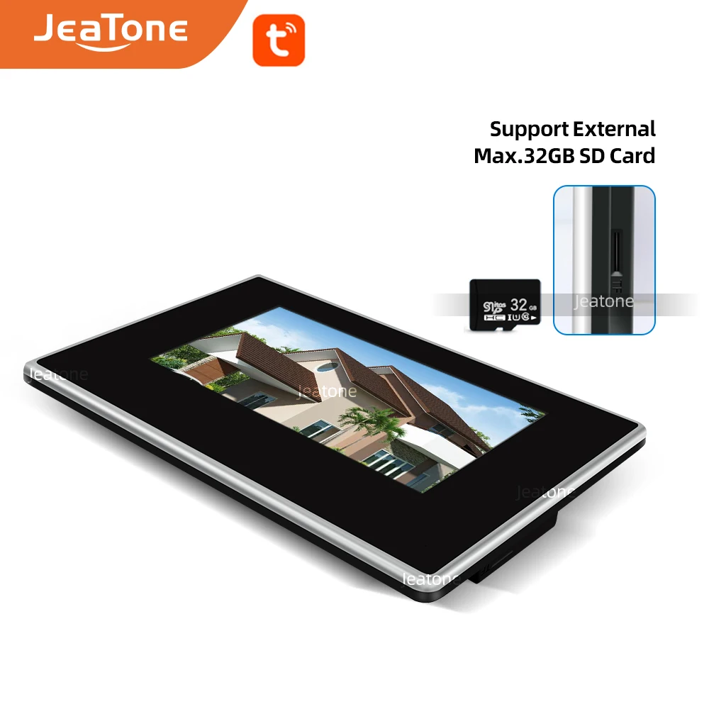 Видеодомофон JeaTone 7 дюймов Tuya IP видеодомофон для 2 квартиры Поддержка IOS/Android