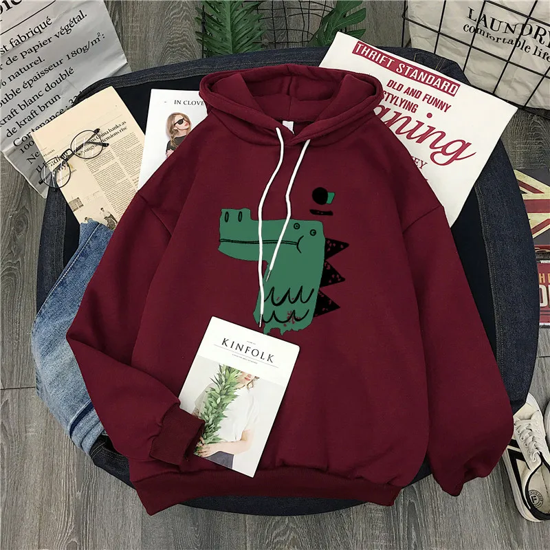 

Hoodies Women Thicker Cartoon Kawaii Korean Style Warm Casual Loose Students Hooded Velvet Harajuku Womens High Quality Clothes