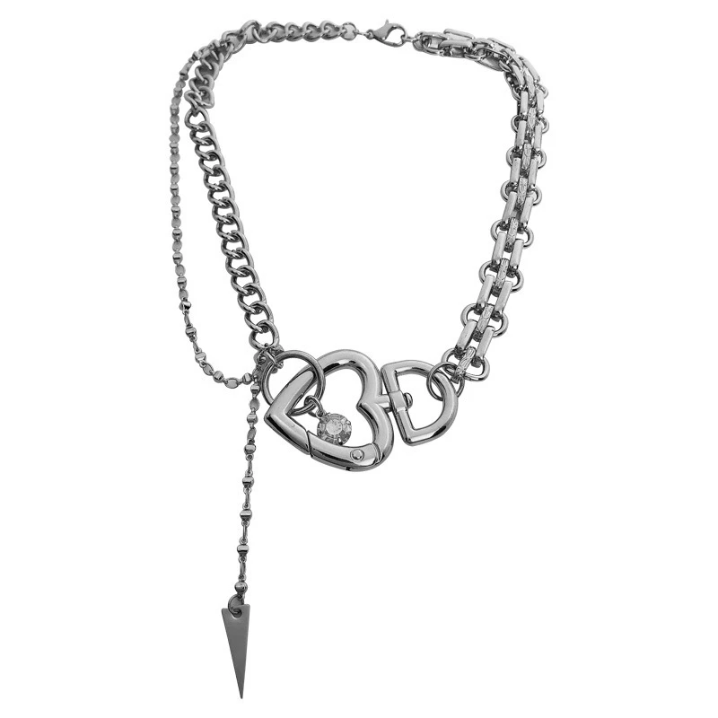 

POTCET Women's Stainless Steel Peach Heart Lock Necklace Pendant Geometric Fashion Hip Hop Party Jewelry