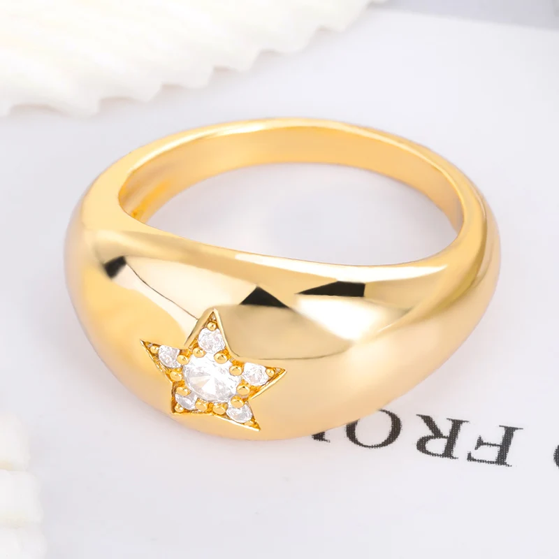 

Five-Pointed Star Ring Gold Platinum Zircon Star Knuckles Ring Fashion Simple Party Bands Finger Jewelry Gifts For Women