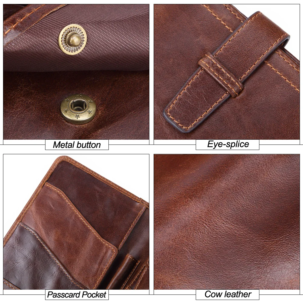 

vintage genuine leather men wallets long cowhide casual male large capacity passport card holder wallet