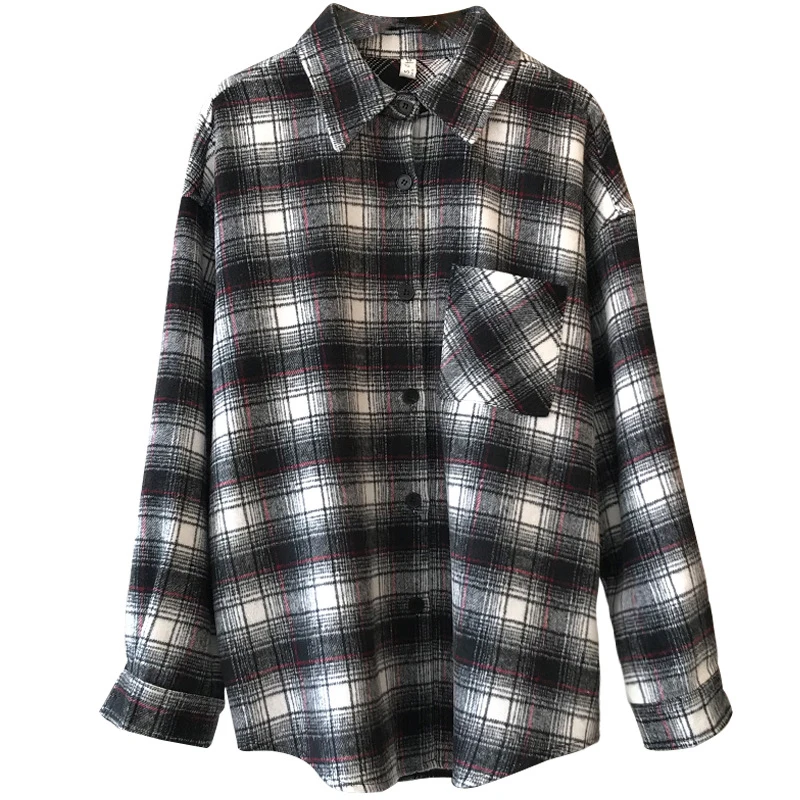 Женская блузка GOPLUS Клетчатая с отложным воротником Женские топы и блузки одежда