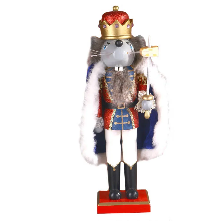 

2021 New Year Christmas Gifts For Friends Natural Wood 38cm Mouse Nutcracker Soldier Doll Children's Day Decoration Accessories