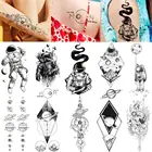 Временная наклейка космонавта для детей, космическая татуировка, Луна и Вселенная, поддельная татуировка, иллюстрация для мужчин, женщин, детей