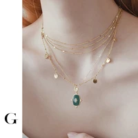 ghidbk stylish stackable stainless steel disc coin necklaces female dripping oil layered beads round circle stacking necklace