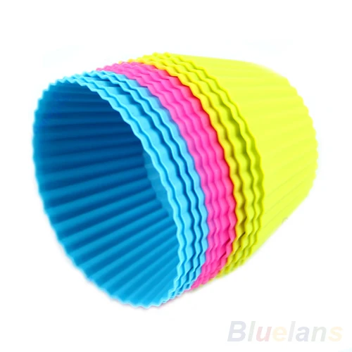 12 шт Мягкий Силиконовый круглый торт Маффин форма лайнер для шоколадного кекса