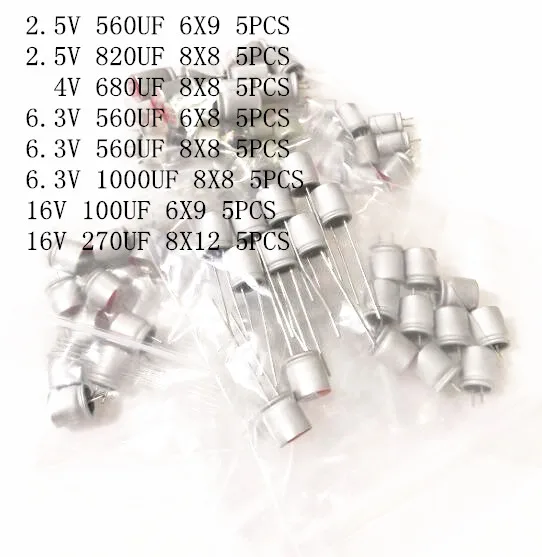 40 шт. комплект твердотельных алюминиевых электролитических конденсаторов 2 5 В 4 в