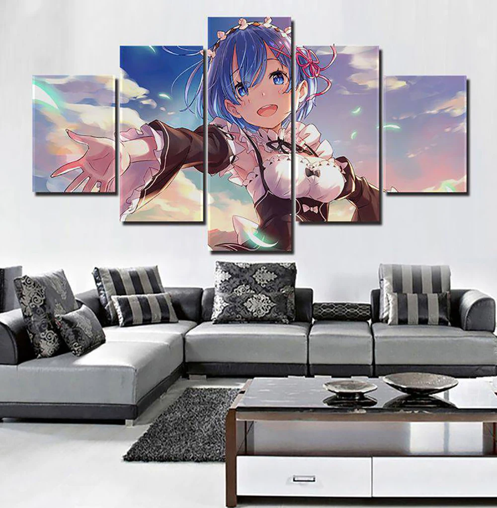 

5 Pieces Wall Art Canvas Painting Anime Character Poster Modular Home Decoration Pictures Modern Living Room Bedroom Framework