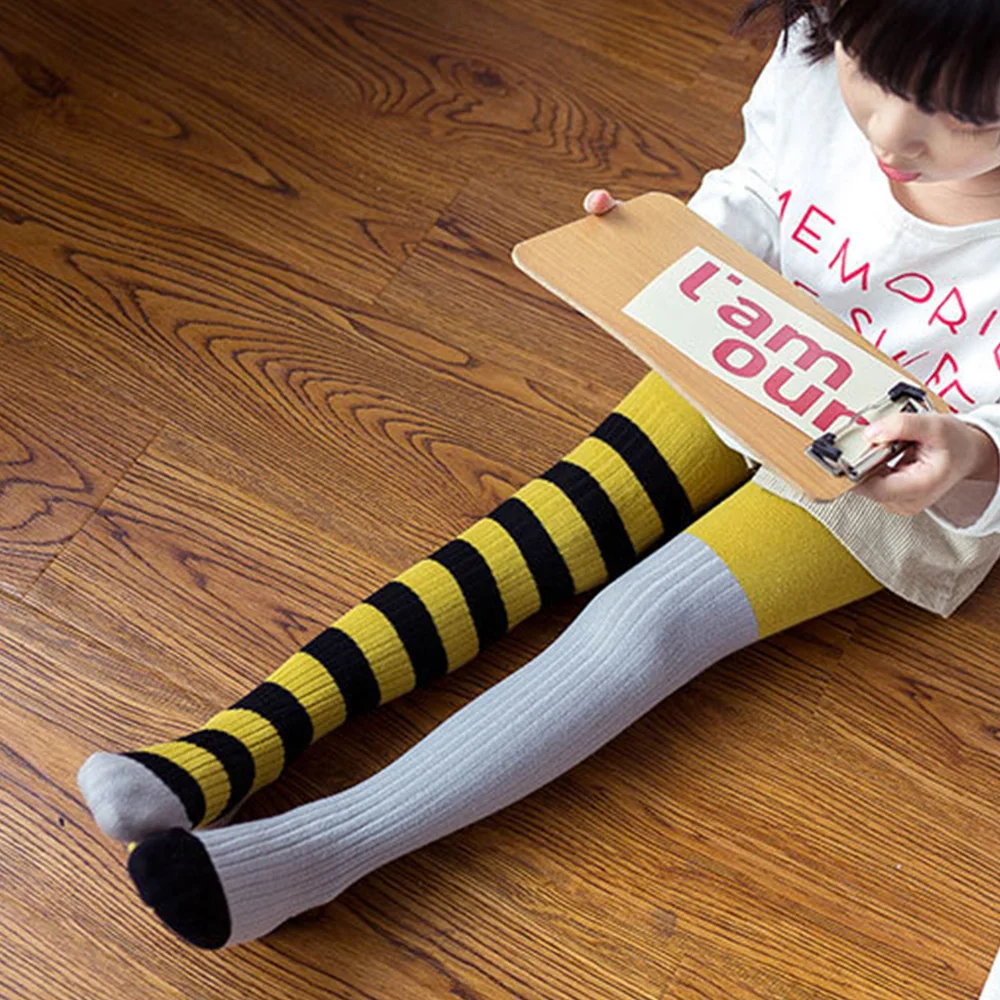 Новинка колготки для маленьких девочек Длинные асимметричные полосатые