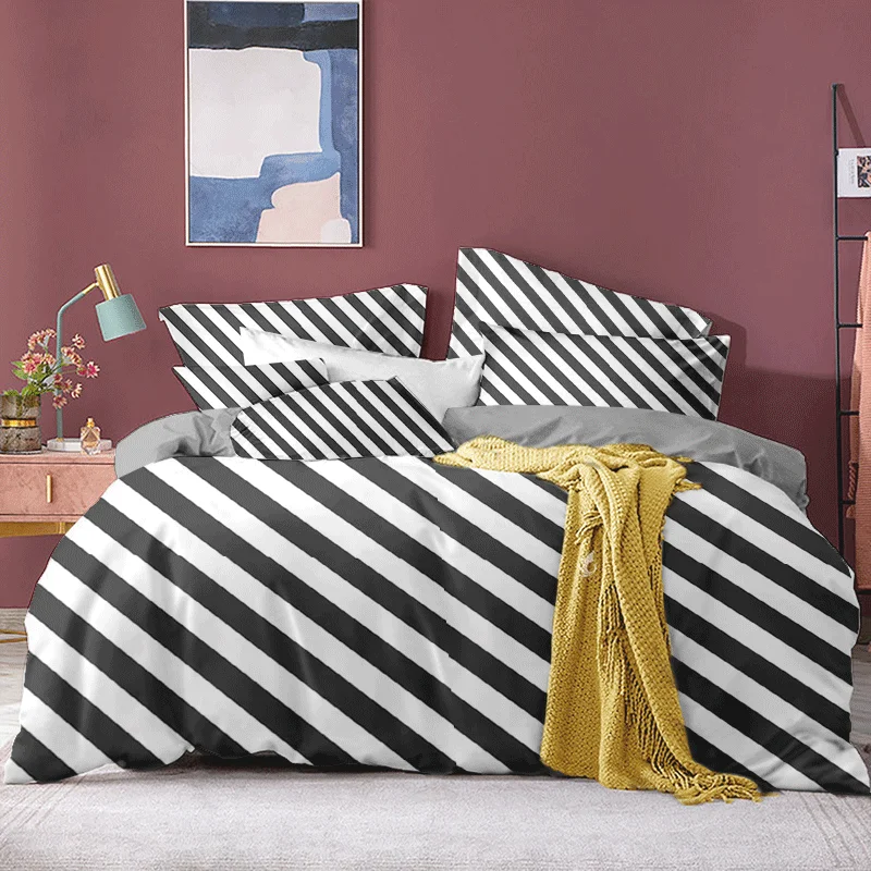 

Nordic Black White Plaid Duvet Cover Set Queen 240x220 Bedding Sets Double Bed Quilt Covers Bedclothes 260x220 Bed Cover