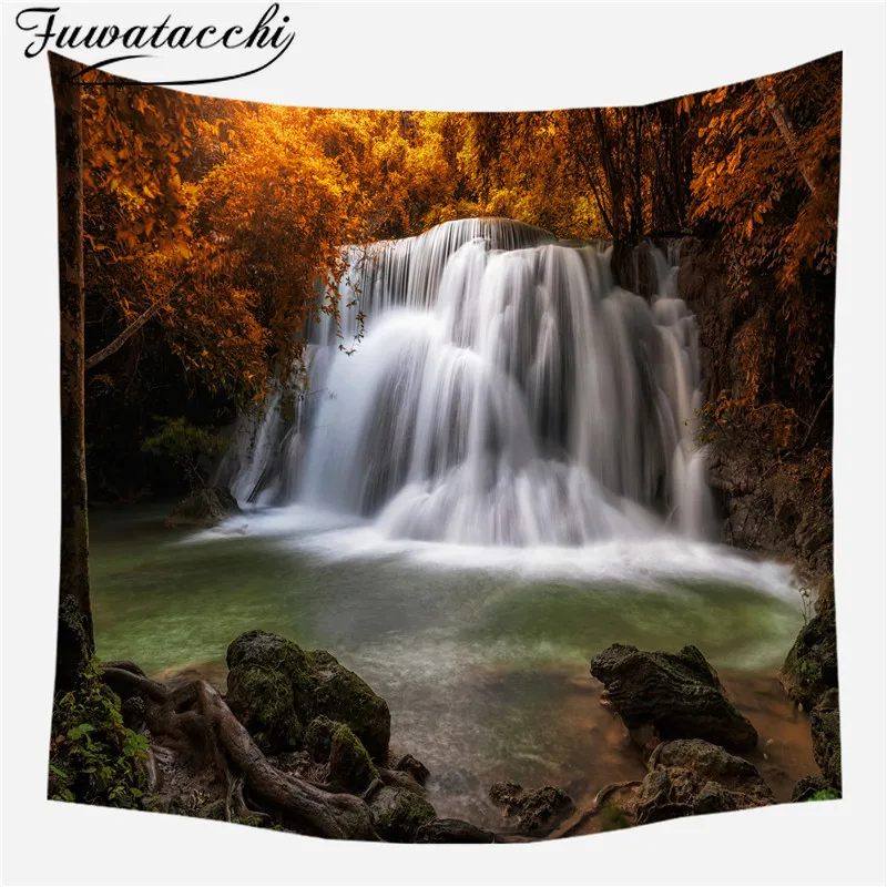 Фон для фотосъемки с изображением пейзажа настенный гобелен природа лес водопад