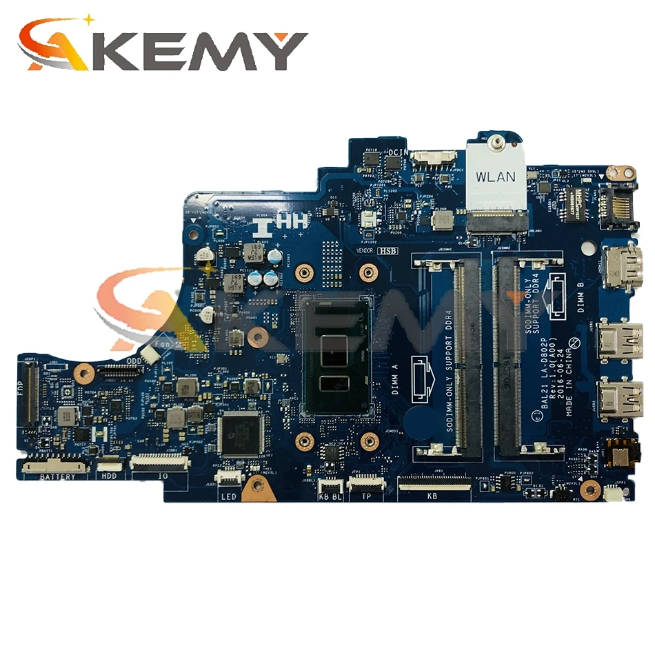 CN-02R3V9 02R3V9 057K0H 57K0H для DELL 15 5567 17 5767 ноутбук материнская плата BAL21 LA-D802P W/ Core i3