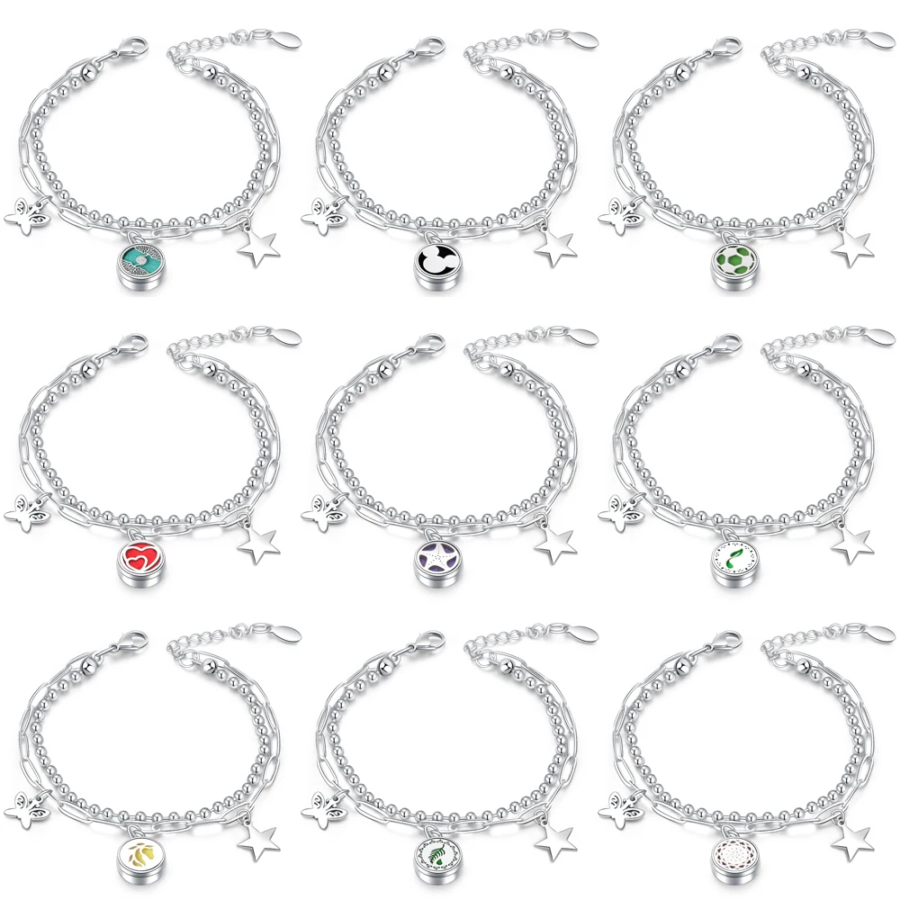 Женский ювелирный браслет с пятиконечной звездой и бабочкой | Украшения