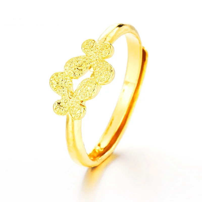 OMHXFC Wholesale European Fashion Woman Girl Party Birthday Wedding Gift Flower Bowknot Feather Heart 18KT Real Gold Ring RI45 | Украшения